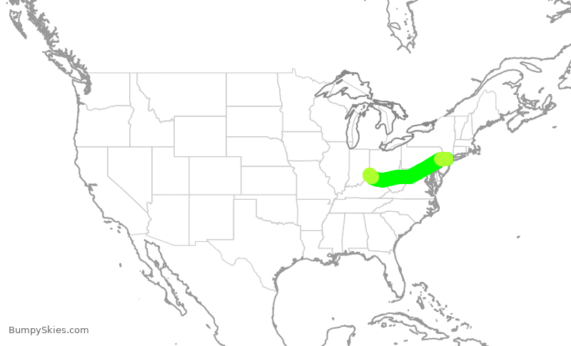 Turbulence forecast map for GJS4193, EWR to CVG