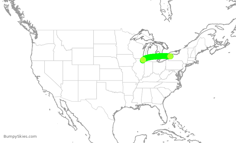 Turbulence forecast map for GJS4381, BUF to ORD