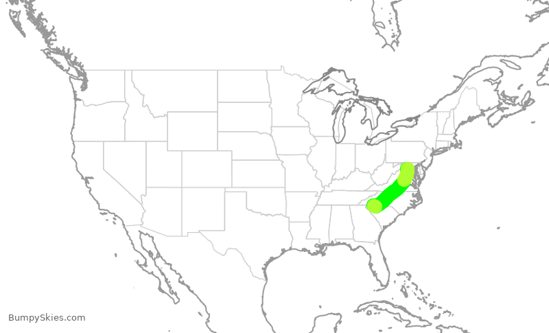 Turbulence forecast map for GJS4382, GSP to IAD