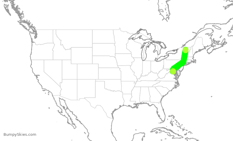 Turbulence forecast map for GJS4388, BTV to IAD