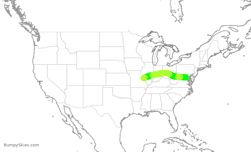 Turbulence forecast map for GJS4388, IAD to STL