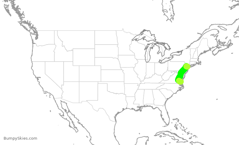 Turbulence forecast map for GJS4390, ORF to EWR