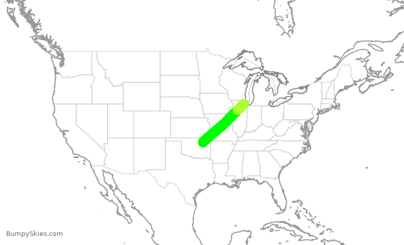 Turbulence forecast map for GJS4393, TUL to ORD