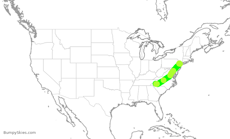Turbulence forecast map for GJS4399, AVL to EWR