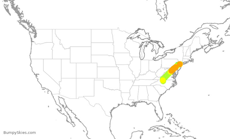 Turbulence forecast map for GJS4406, EWR to GSO