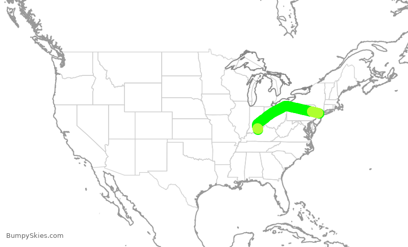 Turbulence forecast map for GJS4406, SDF to EWR