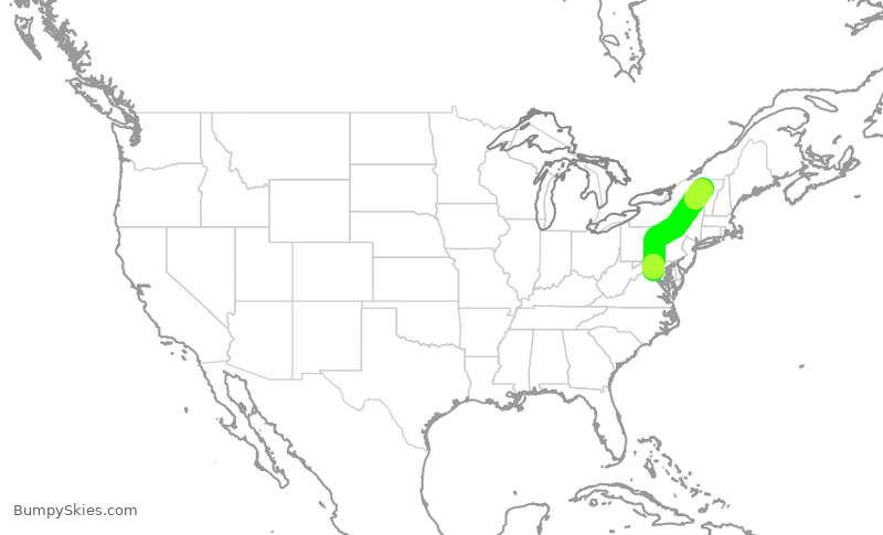 Turbulence forecast map for GJS4409, IAD to BTV