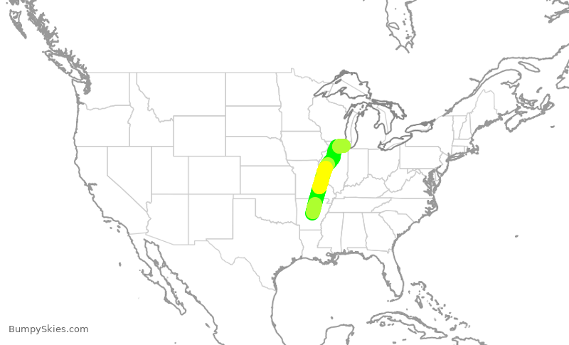 Turbulence forecast map for GJS4410, LIT to ORD