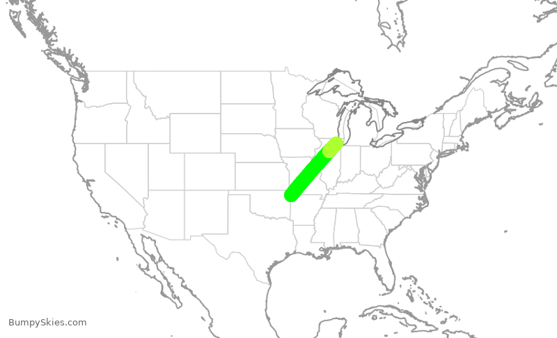 Turbulence forecast map for GJS4411, XNA to ORD