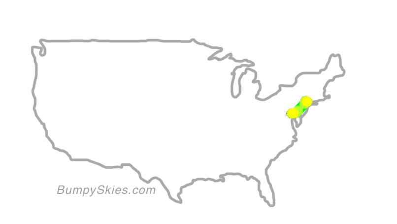 Map of continental US with illustrated flight path and turbulence forecast (described in text below)