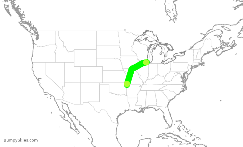 Turbulence forecast map for GJS4414, ORD to XNA
