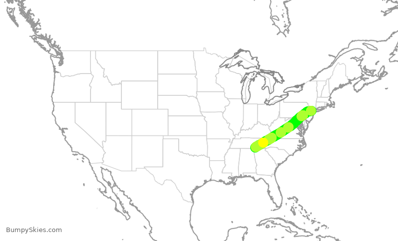 Turbulence forecast map for GJS4419, EWR to CHA