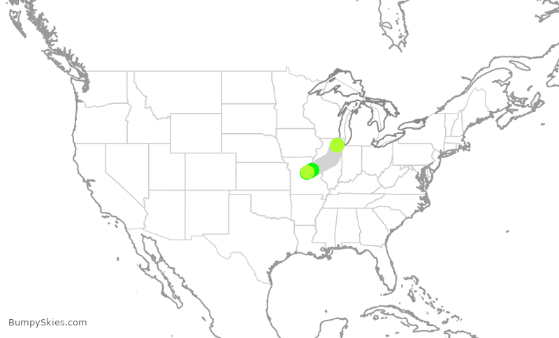 Turbulence forecast map for GJS4421, ORD to COU