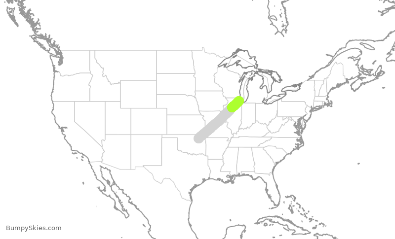 Turbulence forecast map for GJS4421, TUL to ORD