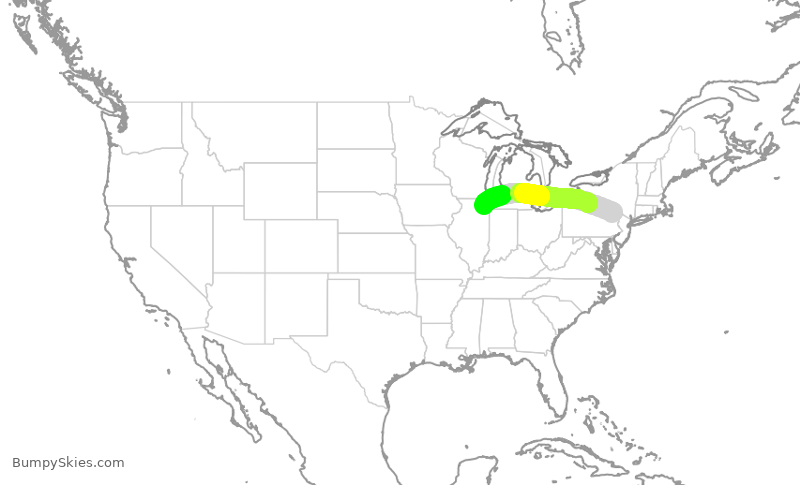 Turbulence forecast map for GJS4438, AVP to ORD