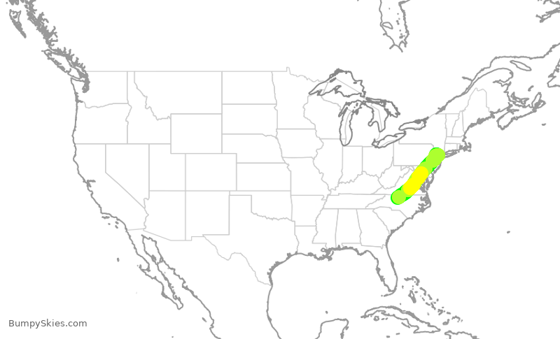 Turbulence forecast map for GJS4439, GSO to EWR