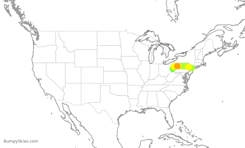 Turbulence forecast map for GJS4457, PIT to EWR