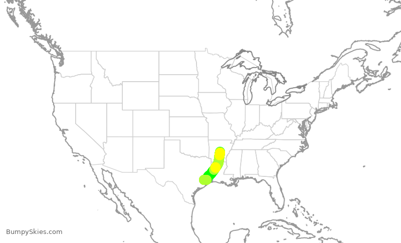 Turbulence forecast map for GJS4458, LIT to IAH