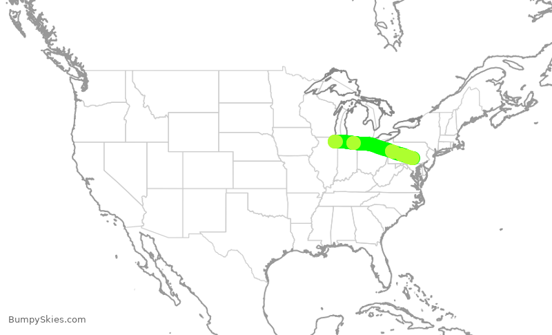 Turbulence forecast map for GJS4462, ORD to MDT