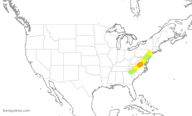 Turbulence forecast map for GJS4466, GSP to EWR