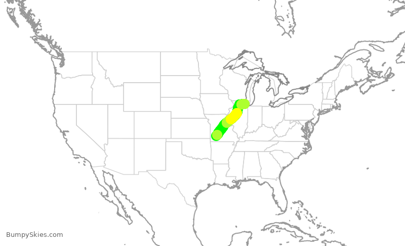 Turbulence forecast map for GJS4466, SGF to ORD