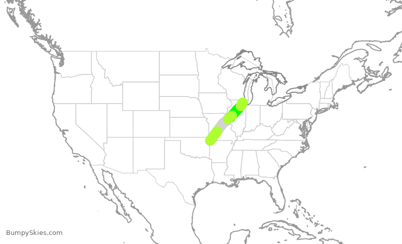 Turbulence forecast map for GJS4470, XNA to ORD