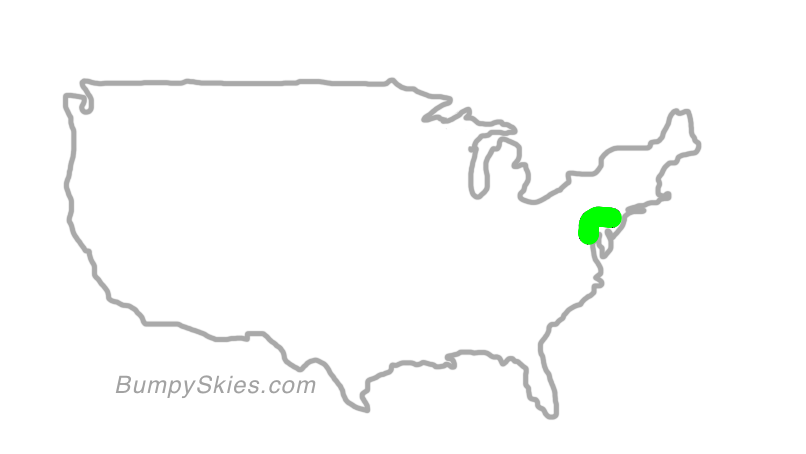 Map of continental US with illustrated flight path and turbulence forecast (described in text below)