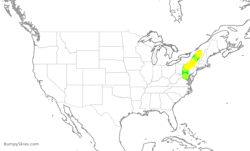 Turbulence forecast map for GJS4476, IAD to BTV
