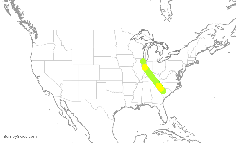 Turbulence forecast map for GJS4478, ORD to CAE