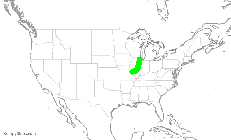 Turbulence forecast map for GJS4481, ORD to STL