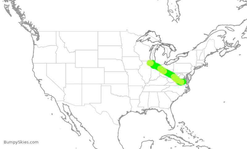 Turbulence forecast map for GJS4488, RIC to ORD