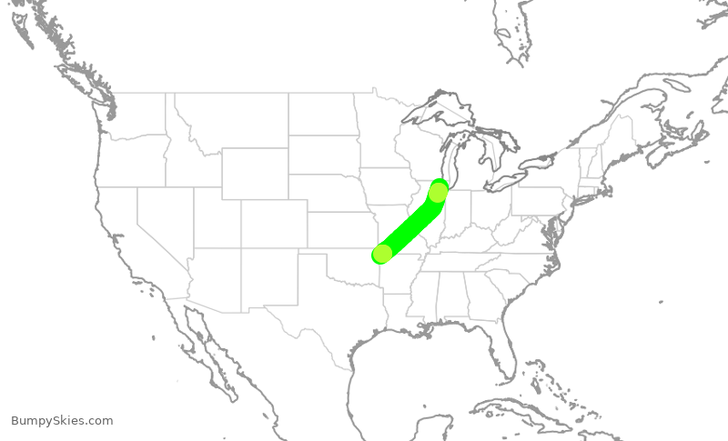 Turbulence forecast map for GJS4492, ORD to XNA