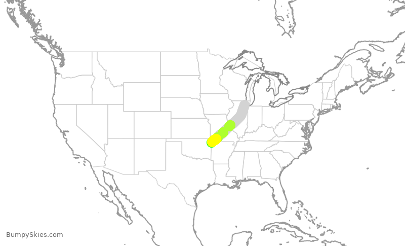 Turbulence forecast map for GJS4498, ORD to XNA