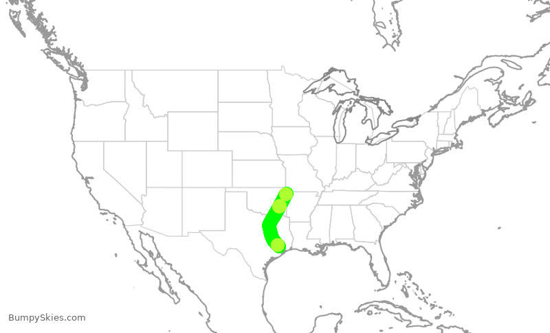 Turbulence forecast map for GJS4505, XNA to IAH
