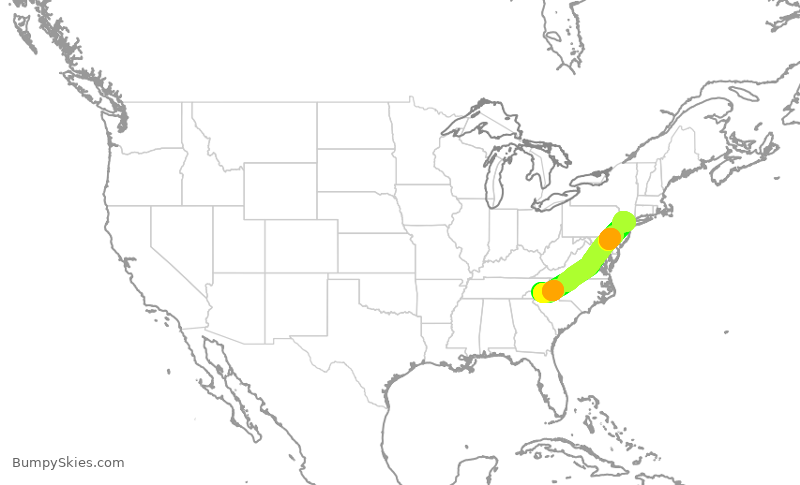 Turbulence forecast map for GJS4511, AVL to EWR