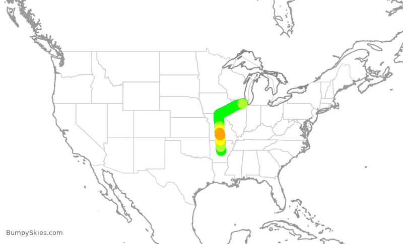 Turbulence forecast map for GJS4512, ORD to LIT