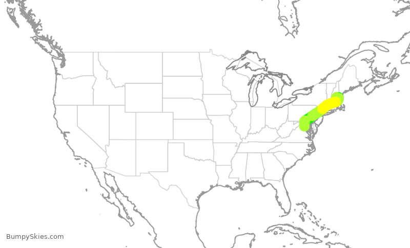 Turbulence forecast map for GJS4514, MHT to IAD