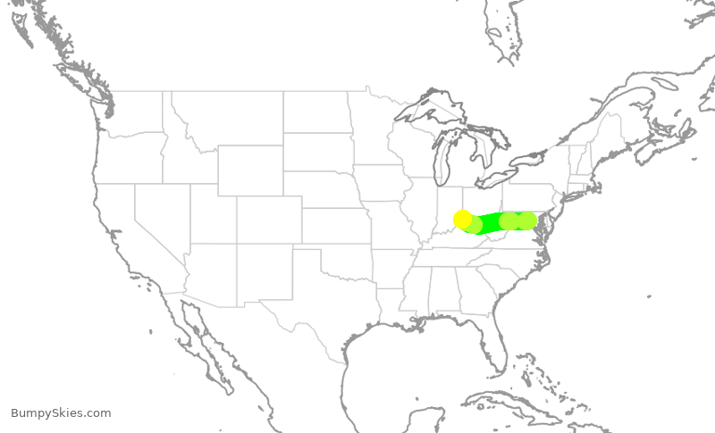 Turbulence forecast map for GJS4515, IAD to CVG