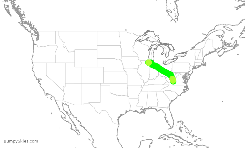 Turbulence forecast map for GJS4518, ROA to ORD