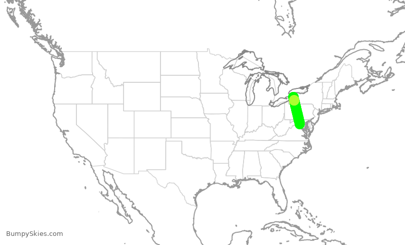 Turbulence forecast map for GJS4523, IAD to BUF
