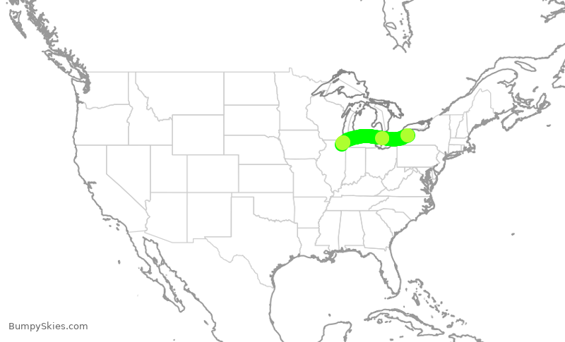 Turbulence forecast map for GJS4533, BUF to ORD
