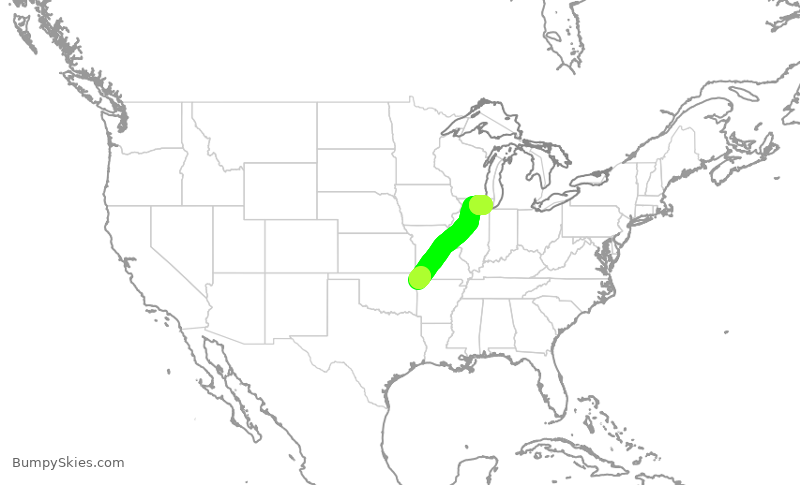 Turbulence forecast map for GJS4537, XNA to ORD