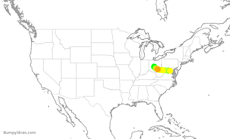 Turbulence forecast map for GJS4538, IAD to CMH