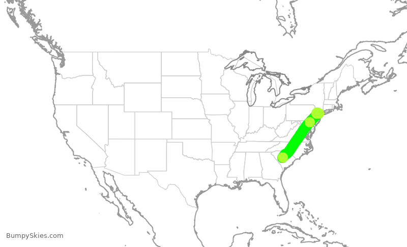 Turbulence forecast map for GJS4549, CAE to EWR