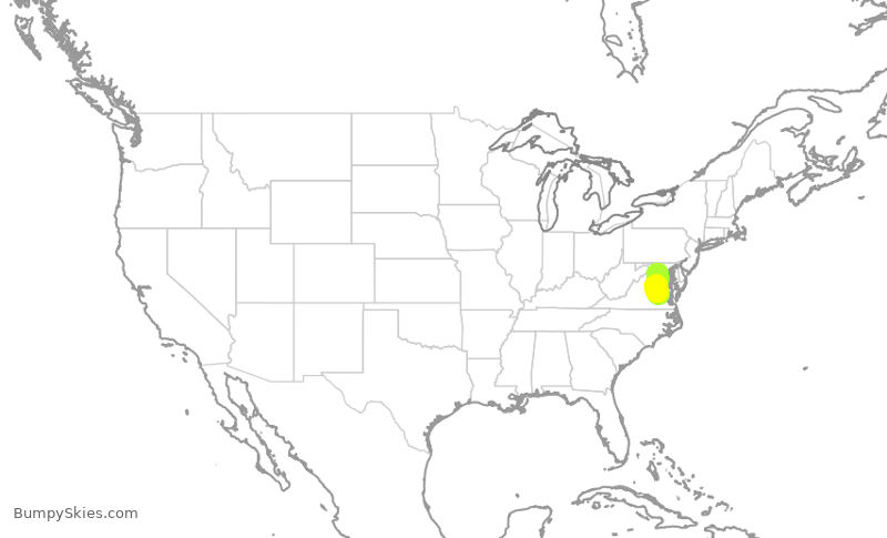 Turbulence forecast map for GJS4550, RIC to IAD