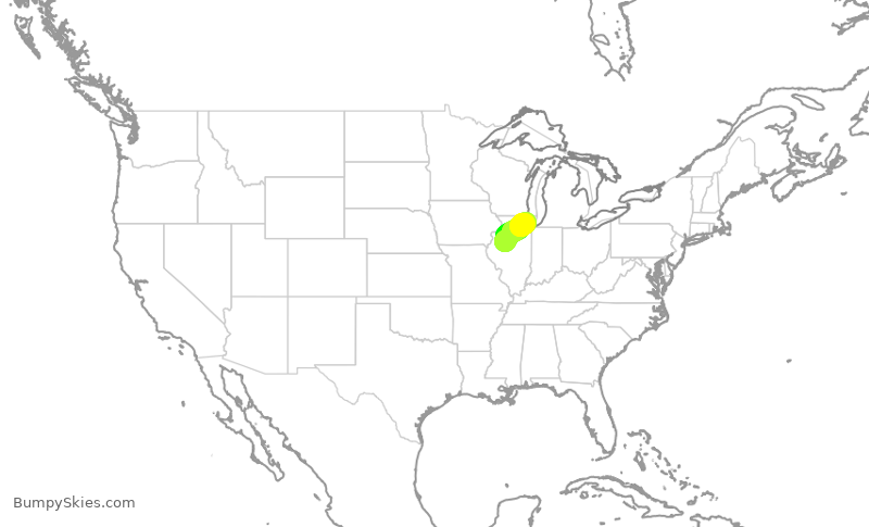 Turbulence forecast map for GJS4551, PIA to ORD