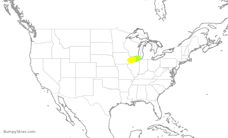Turbulence forecast map for GJS4556, ORD to MLI