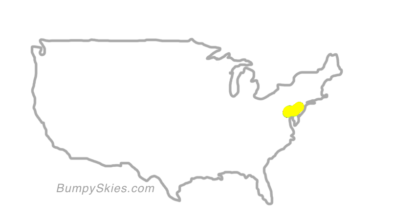 Map of continental US with illustrated flight path and turbulence forecast (described in text below)