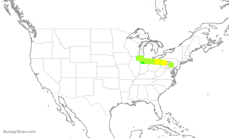 Turbulence forecast map for GJS4577, MDT to ORD
