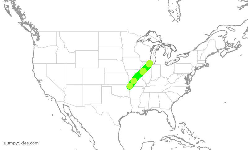 Turbulence forecast map for GJS4579, XNA to ORD